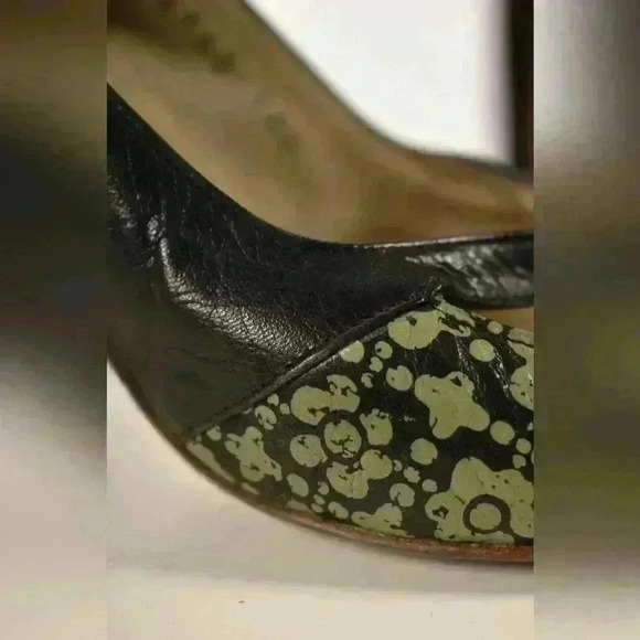 2000s DRIES VAN NOTEN Black Green Floral Mary Jane Block Heel Pumps 6.5US  Italy - Picture 2 of 10